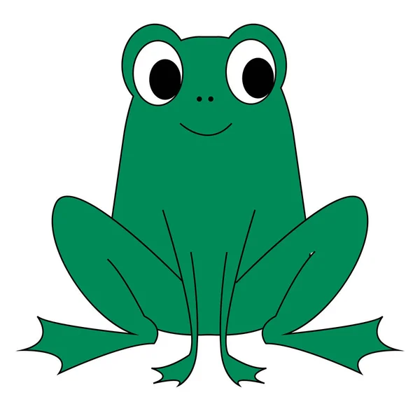 Happy Green Frog, illustration, vektor på vit bakgrund. — Stock vektor