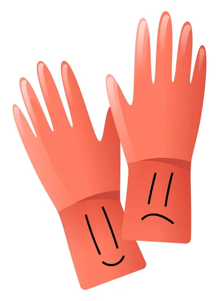 Červené čisticí rukavice, ilustrace, vektor na bílém pozadí. — Stockový vektor