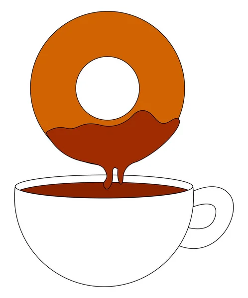 Café y rosquillas, ilustración, vector sobre fondo blanco . — Archivo Imágenes Vectoriales