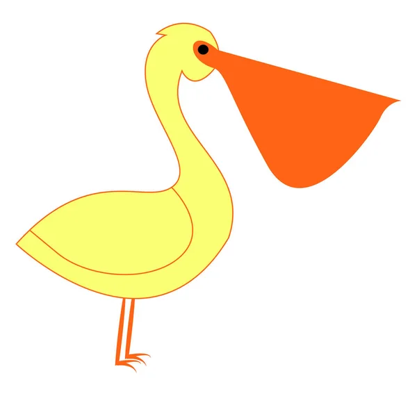 Yellow pelican, illustration, vector on white background — Stock Vector