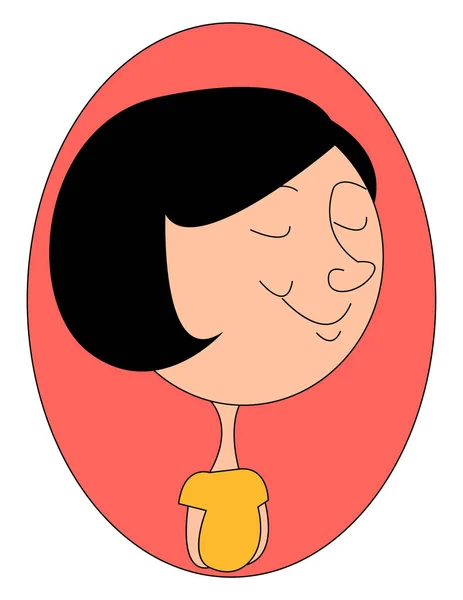 Bambina con i capelli neri, illustrazione, vettore su dorso bianco — Vettoriale Stock