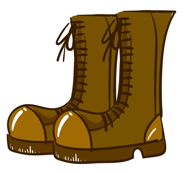 A pair of brown boots, illustration, vector on white background. — Stock Vector