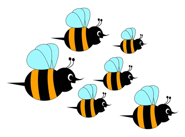 Bee horde, illustration, vector on white background. — Stock Vector