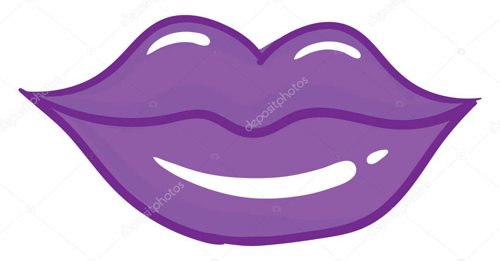 Purple lips, illustration, vector on white background.