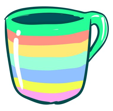 Beyaz arka planda çok renkli kupa, illüstrasyon, vektör