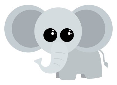 Sevimli bebek fil, illüstrasyon, beyaz arka plan vektör.