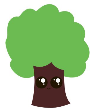 Büyük sevimli ağaç, illüstrasyon, beyaz arka plan üzerinde vektör.