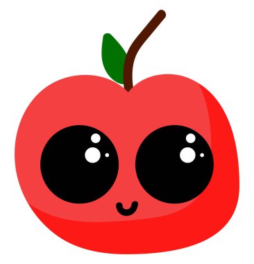 Sevimli elma, illüstrasyon, beyaz arka plan vektör