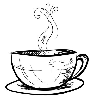 Kahve kroki fincan, illüstrasyon, beyaz arka plan üzerinde vektör.