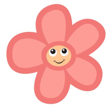 Gözleri ile pembe çiçek, illüstrasyon, beyaz arka plan vektör