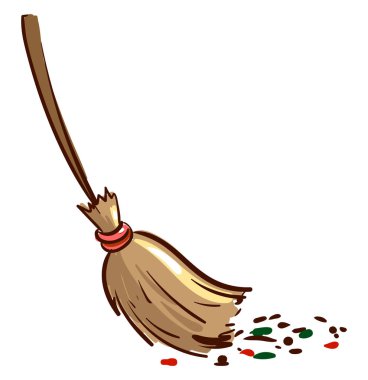 Süpürge süpürme kir, illüstrasyon, beyaz arka plan vektör.