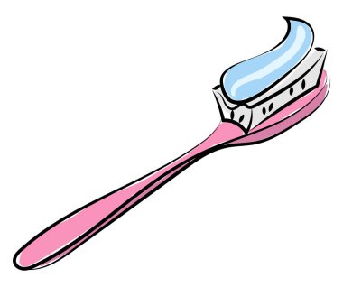 Diş fırçası ve macunu, illüstrasyon, beyaz arka plan üzerinde vektör.