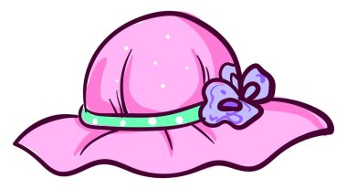 Çiçekli pembe şapka, illüstrasyon, beyaz arka plan üzerinde vektör