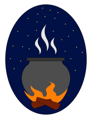 Gece ateş pot, illüstrasyon, beyaz arka plan üzerinde vektör.