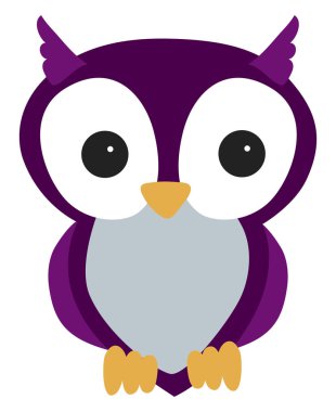 Mor baykuş, illüstrasyon, beyaz arka plan üzerinde vektör