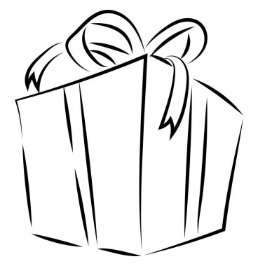 Uzun hediye çizim, illüstrasyon, beyaz arka plan vektör.