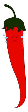 Üzgün kırmızı biber, illüstrasyon, beyaz arka plan vektör.