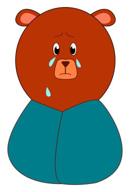 Üzgün ayı, illüstrasyon, beyaz arka plan vektör.