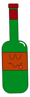 Sarhoş şarap şişesi, illüstrasyon, beyaz arka plan vektör.