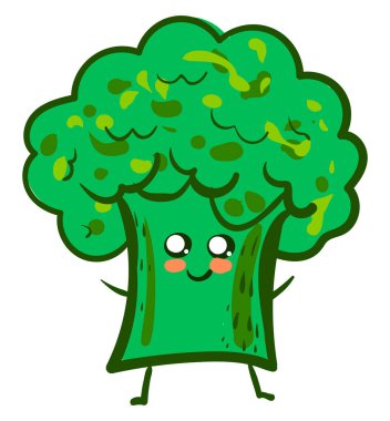 Sevimli brokoli, illüstrasyon, beyaz arka plan vektör.