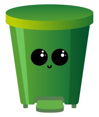 Yeşil geri dönüşüm kutusu, illüstrasyon, beyaz arkaplan üzerindeki vektör