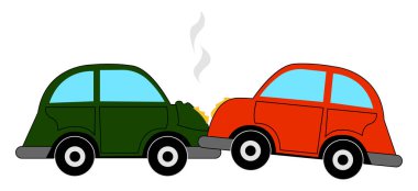 Araba kazası, illüstrasyon, beyaz arka plan vektör.