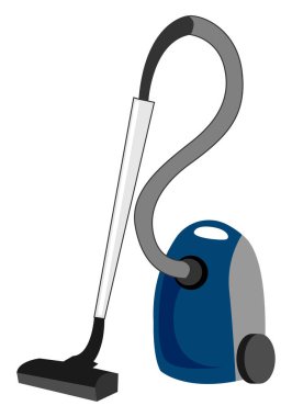 Mavi elektrikli süpürge, illüstrasyon, beyaz arka plan vektör.