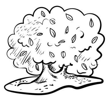 Çalı çizim, illüstrasyon, beyaz arka plan vektör.