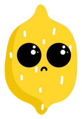 Büyük gözlü üzgün limon, illüstrasyon, beyaz backgroun vektör