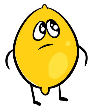 Üzgün sarı limon, illüstrasyon, beyaz arka plan vektör