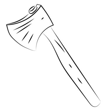 Beyaz arka planda balta çizimi, illüstrasyon, vektör.