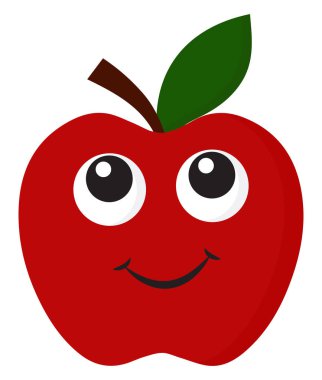 Mutlu elma, illüstrasyon, beyaz arka plan vektör.