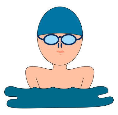 Gözlüklü yüzücü, illüstrasyon, beyaz arka plan üzerinde vektör.