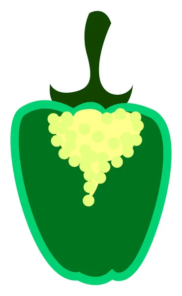 Cut green pepper, illustration, vector on white background. — Stock Vector
