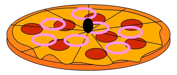 Pizza avec oignon, illustration, vecteur sur fond blanc — Image vectorielle