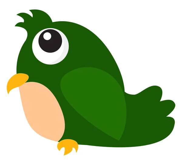 Lindo pequeño loro verde, ilustración, vector en el fondo blanco — Vector de stock