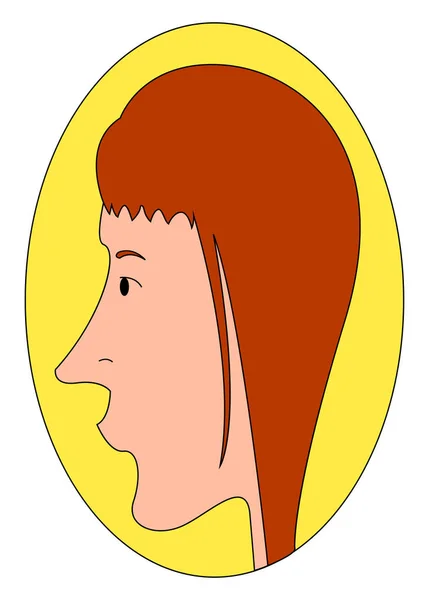 Perfil de chica con cabello rojo, ilustración, vector en blanco bac — Vector de stock