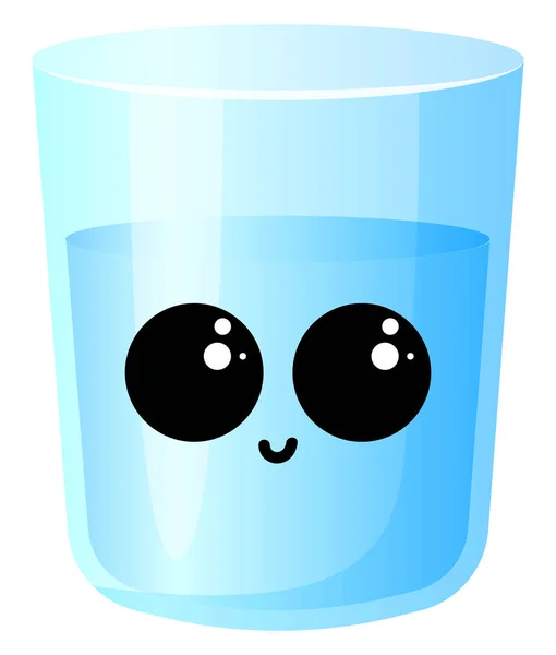 Glass of water with eyes, illustration, vector on white backgrou — Stock Vector