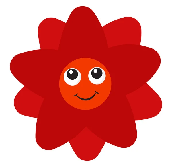 Red flower smiles, illustration, vector on white background — Stock Vector