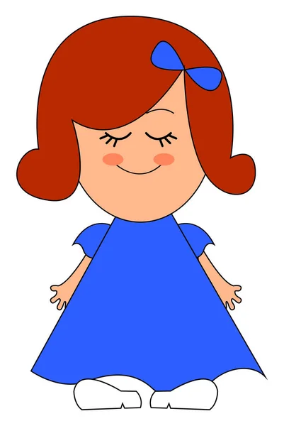 Muñeca en vestido azul, ilustración, vector sobre fondo blanco . — Vector de stock