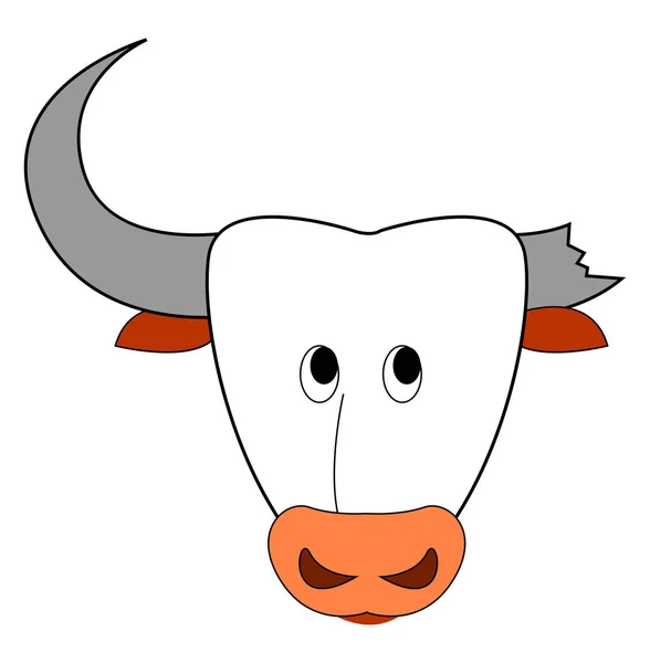 Bull z złamanym róg, ilustracja, wektor na białym tle. — Wektor stockowy