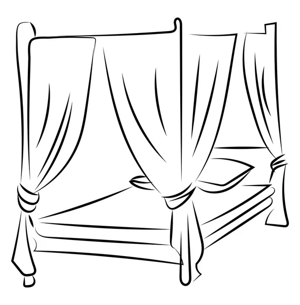 Koning bed tekening, illustratie, vector op witte achtergrond — Stockvector