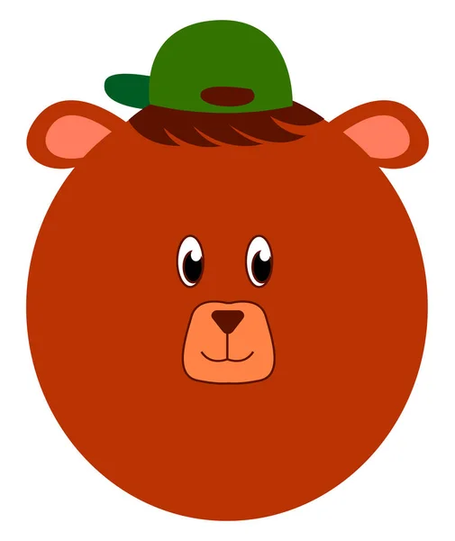 Bjørn med grøn hat, illustration, vektor på hvid baggrund – Stock-vektor