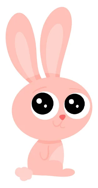 Cute pink bunny, illustration, vector on white background. — Stock Vector