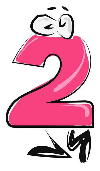 Rosa numero due con occhi, illustrazione, vettore su sfondo bianco — Vettoriale Stock