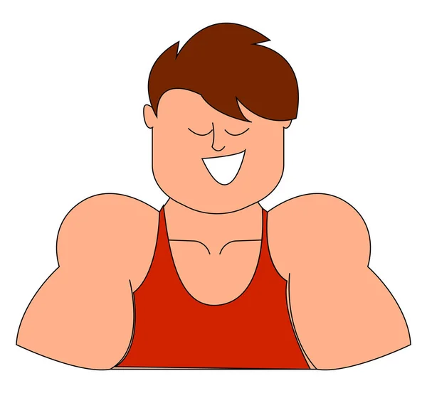 Gelukkig bodybuilder, illustratie, vector op witte achtergrond. — Stockvector