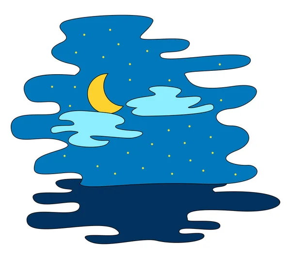 Ciel nocturne dessin, illustration, vecteur sur fond blanc — Image vectorielle