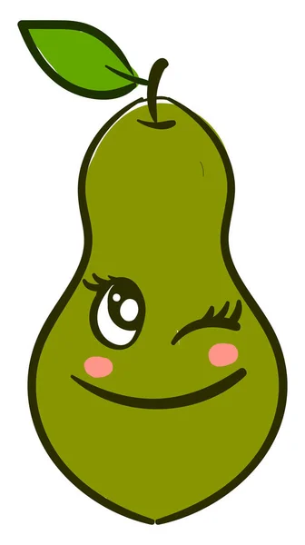 Guayaba verde con ojos, ilustración, vector sobre fondo blanco — Vector de stock