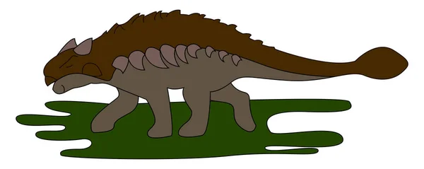Çim üzerinde Ankylosaurus, illüstrasyon, beyaz arka plan üzerinde vektör. — Stok Vektör