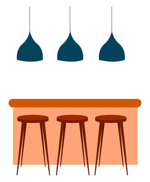 Comptoir de bar avec tabourets, illustration, vecteur sur fond blanc — Image vectorielle